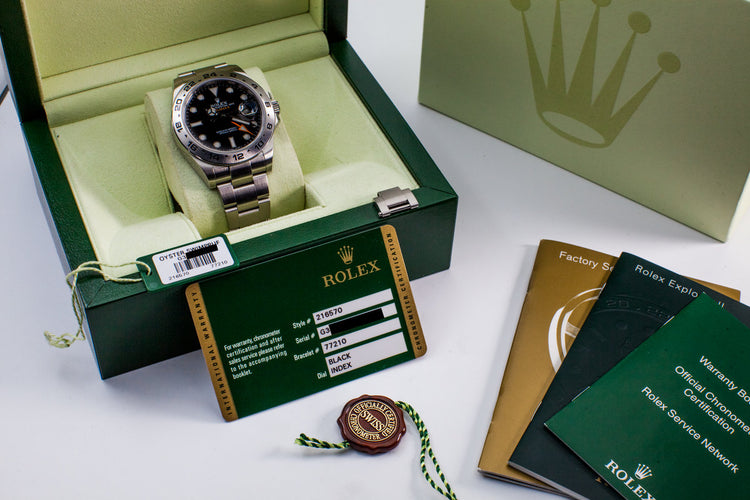 2010 Rolex Explorer II 216570 Black Dial with Box and Papers