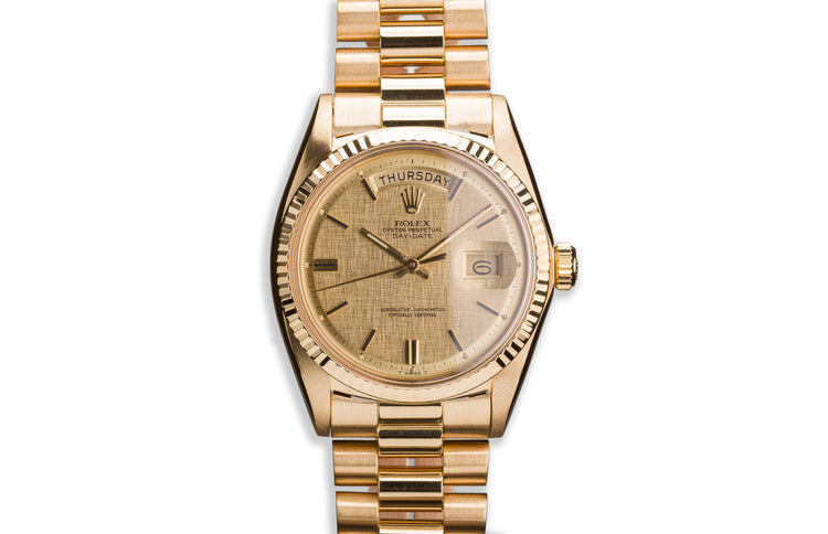 1971 18K YG Vintage Rolex Day-Date 1803 with Champagne Linen Dial