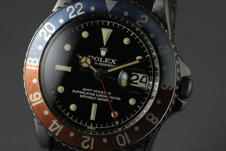 1960 Rolex GMT 1675 PCG with Glossy Gilt Chapter Ring Dial