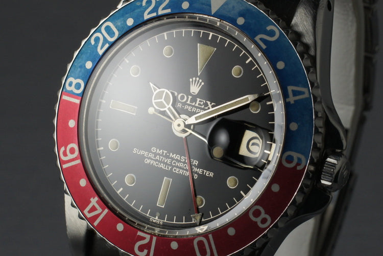 1961 Rolex GMT 1675 PCG with Glossy Gilt Chapter Exclamation Ring Dial