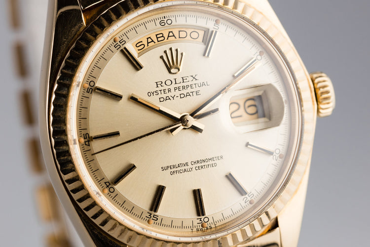 1975 Rolex YG Day-Date 1803 Champagne Dial with Spanish Date Wheel and South American Bracelet