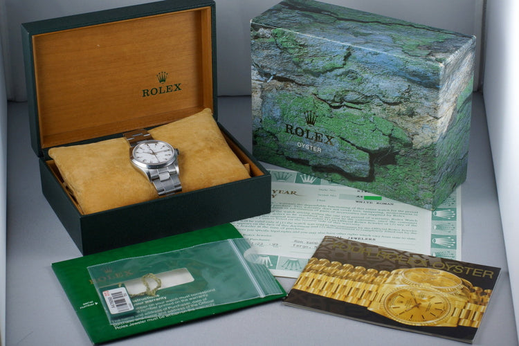 1999 Rolex Air King 14000 White Roman Dial with Box and Papers