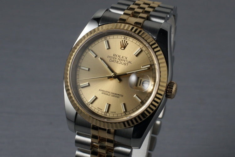 2003 Rolex Two Tone DateJust 116233 with Box and Papers
