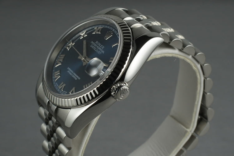 2005 Rolex Modern Datejust 116234 with Blue Roman Dial