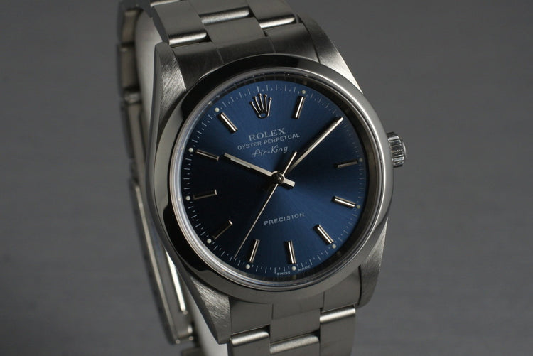 2002 Rolex Air-King 14000 Blue Dial with Box and Papers