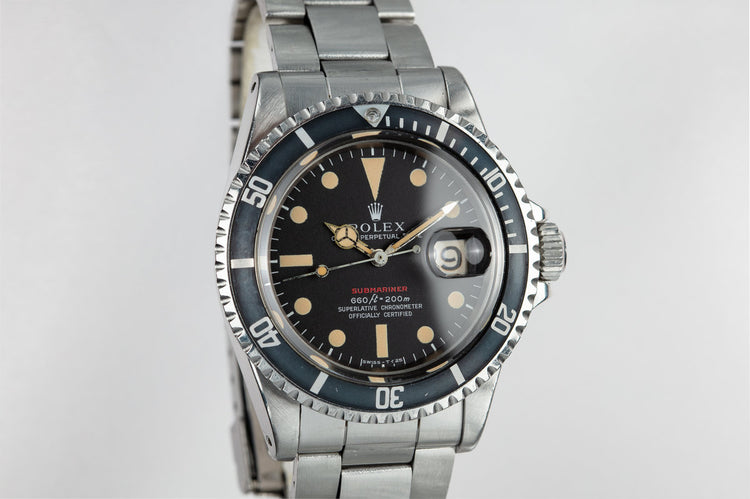 1970 Rolex Red Submariner 1680 MK IV Dial with Faded Fat Font Bezel Insert