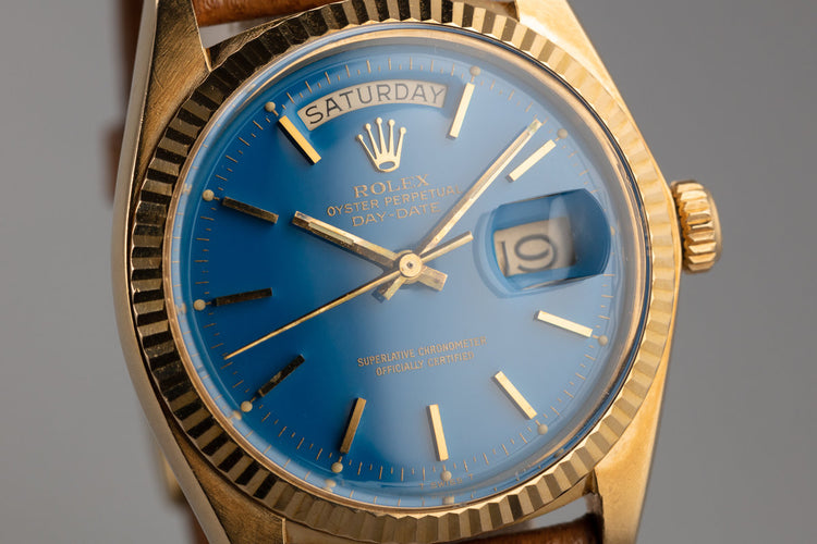 1972 Rolex 18K YG Day-Date 1803 with Blue Stella Dial