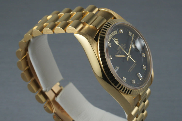 1995 Rolex YG Day-Date 18238 with Black Diamond Dial