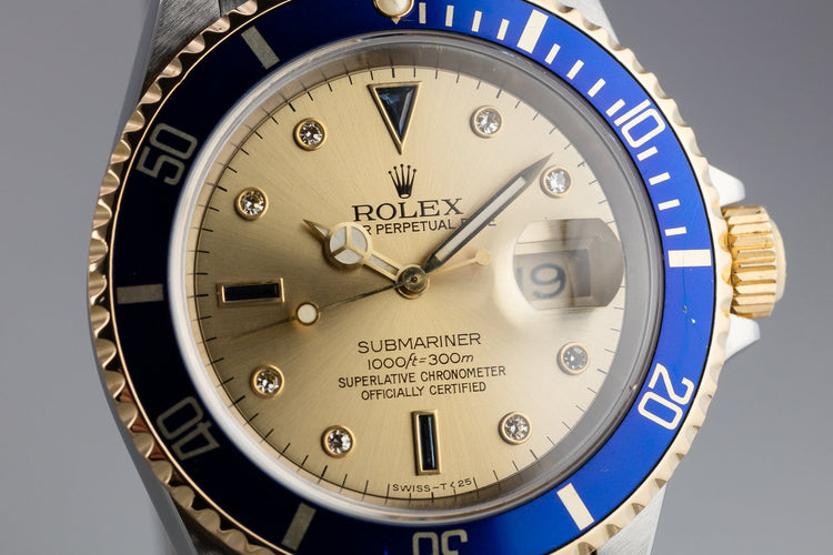 1991 Rolex Two-Tone Submariner Serti Dial with Box and Papers