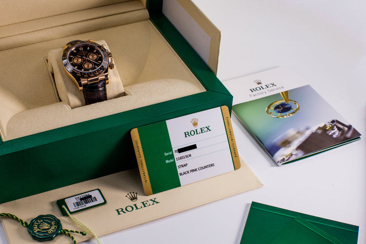 2015 Rolex RG Daytona 116515 Black With Pink Counters Dial with Box and Papers