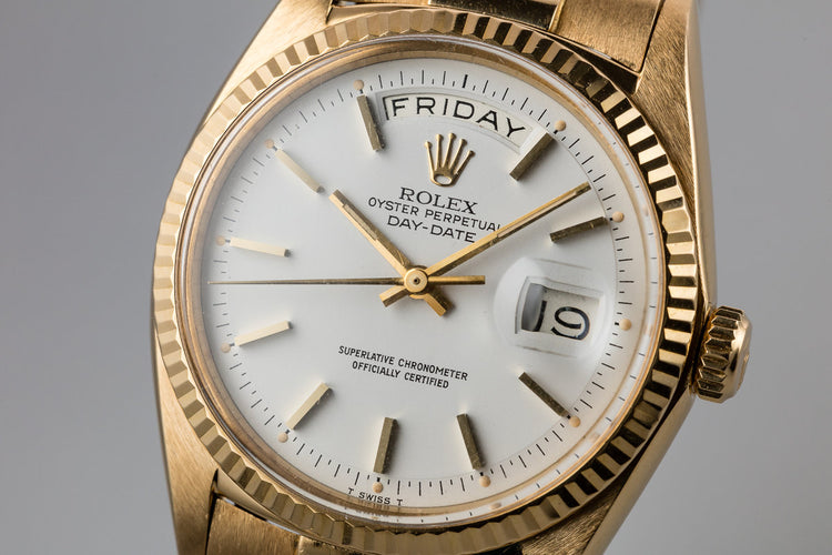 1968 Rolex 18K YG Day-Date 1803 Matte White Dial