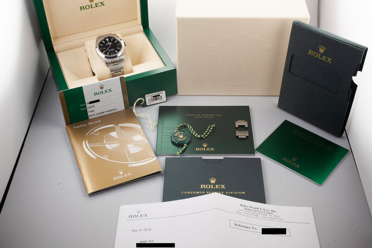 2015 Rolex Explorer 214270 with Box and Papers