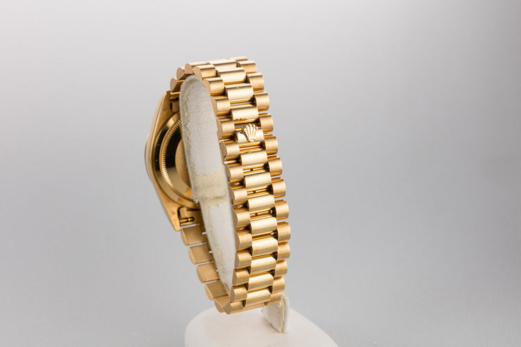 1990 Rolex 18K YG Day-Date 18238 Champagne Tapestry Dial with Papers