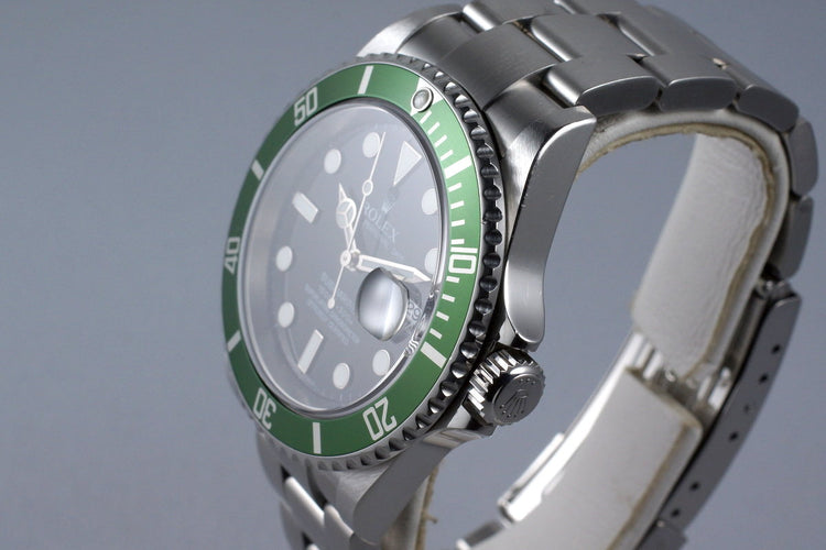 2006 Rolex Green Submariner 16610V with Box and Papers