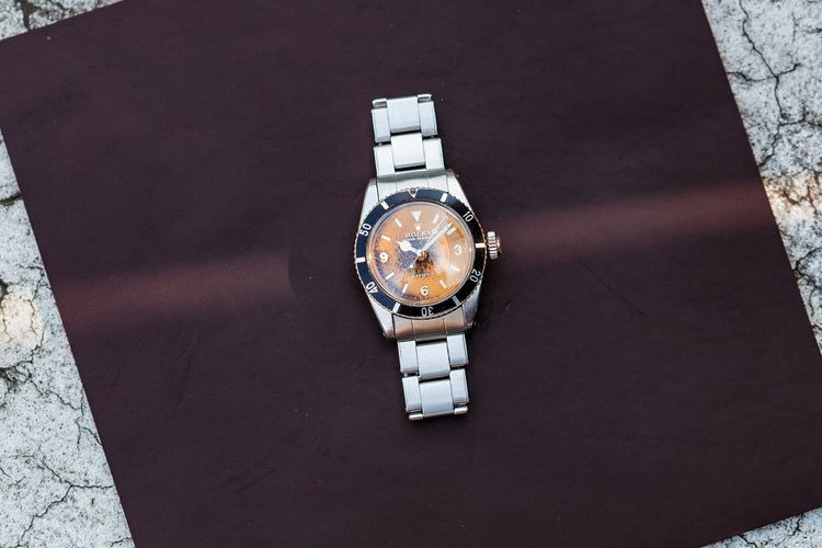 1954 Rolex Submariner Big Crown 6200 with Tropical Explorer 3, 6, 9 Dial and Big Logo Bracelet