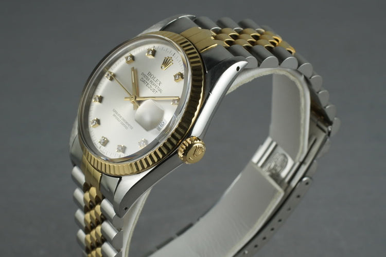 1987 Rolex 18K/SS Datejust 16013 with Silver Factory Diamond Dial