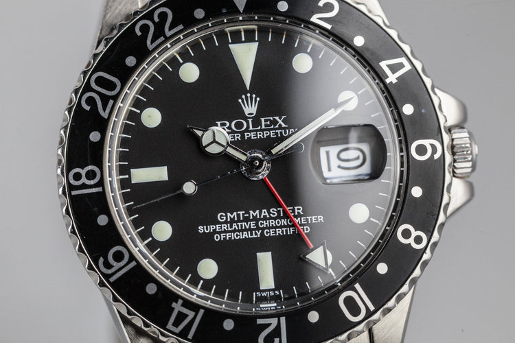 1978 Rolex GMT-Master with Black Bezel Insert and Luminova Service Dial