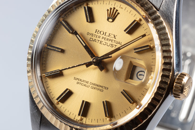 1985 Rolex 18k/SS DateJust Gold Dial