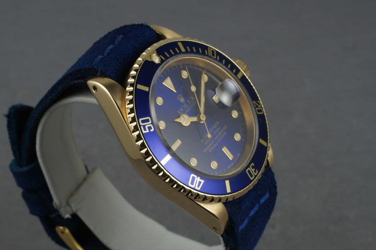 1990 Rolex Submariner 16618 with Blue Dial