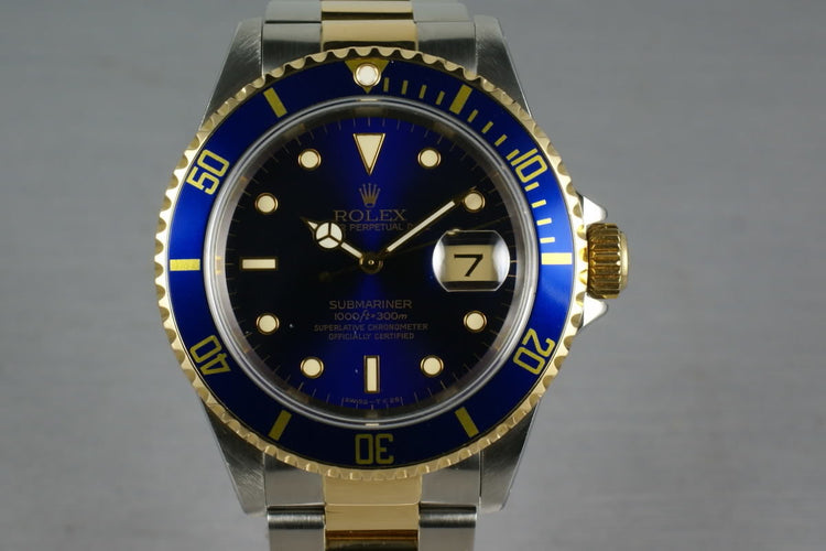 Rolex Submariner 18K/SS Blue Dial 16613 Box and Papers