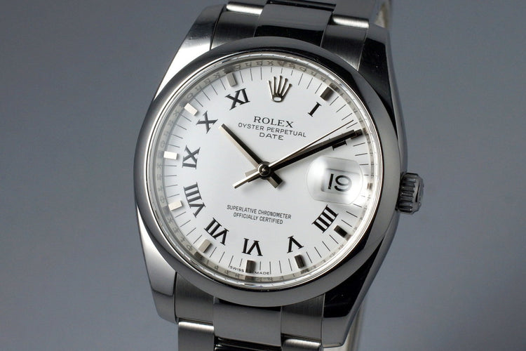 2006 Rolex Date 115200 White Roman Dial