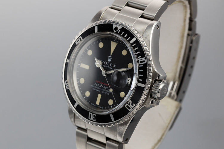 1970 Rolex Red Submariner 1680 MK IV Dial with "Kissing 40" Insert
