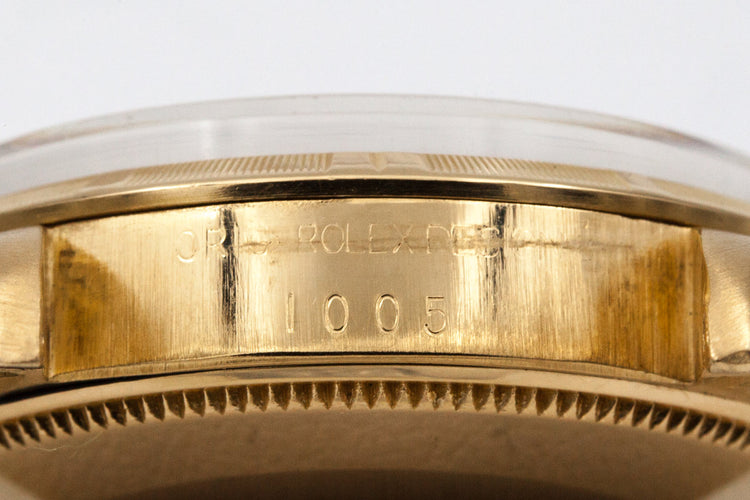 1971 Rolex Yellow Gold Oyster Perpetual 1005 Gold Mosaic Dial