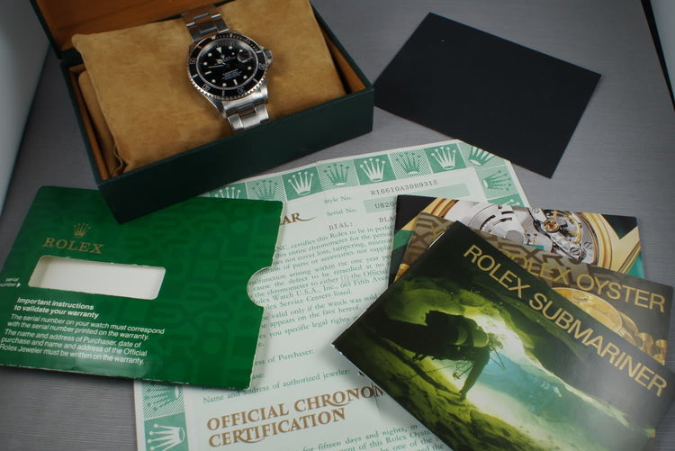 1997 Rolex Submariner 16610 Box and Papers