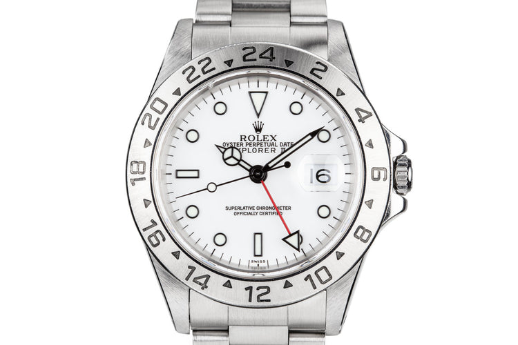 1998 Rolex Explorer II 16570 with White SWISS Only Dial