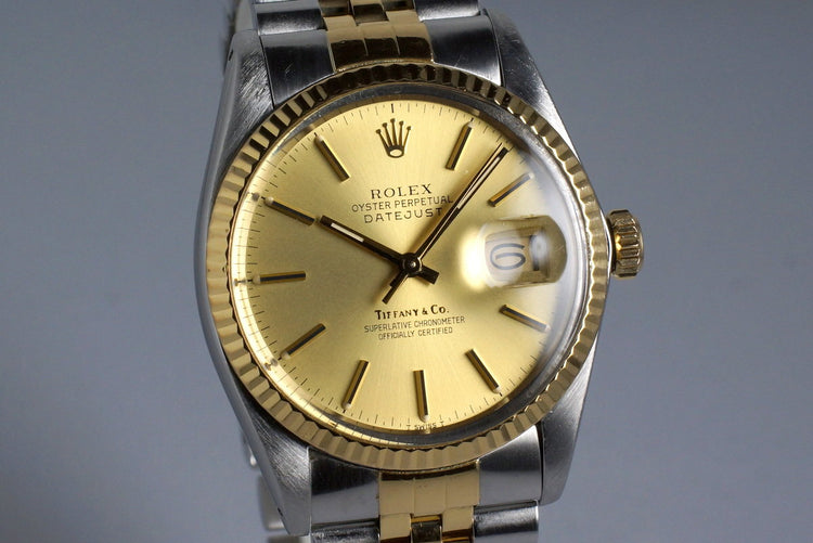1983 Rolex Two Tone DateJust 16013 Champagne Tiffany & Co. Dial