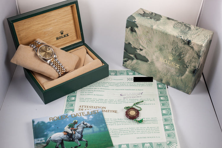 1991 Rolex Two Tone DateJust 16233 With Diamond Dial and Box and Papers