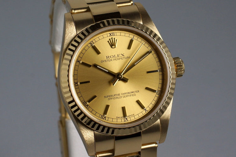 2003 Rolex YG MidSize Oyster Perpetual 77518 with Box and Papers