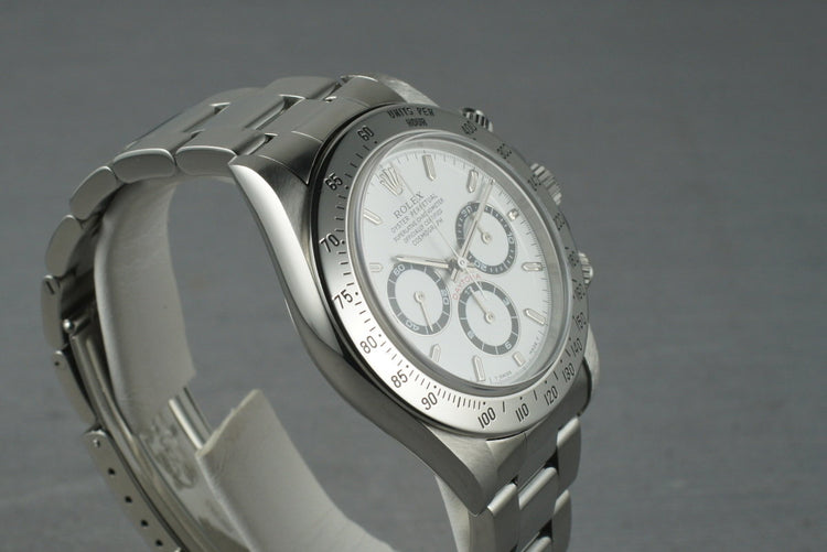 Rolex SS Zenith Daytona Ref: 16520 Box and Papers with White Dial