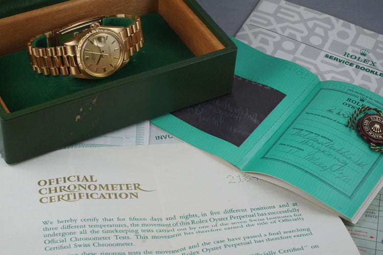 1969 Rolex YG DateJust 1607 with Box and Papers