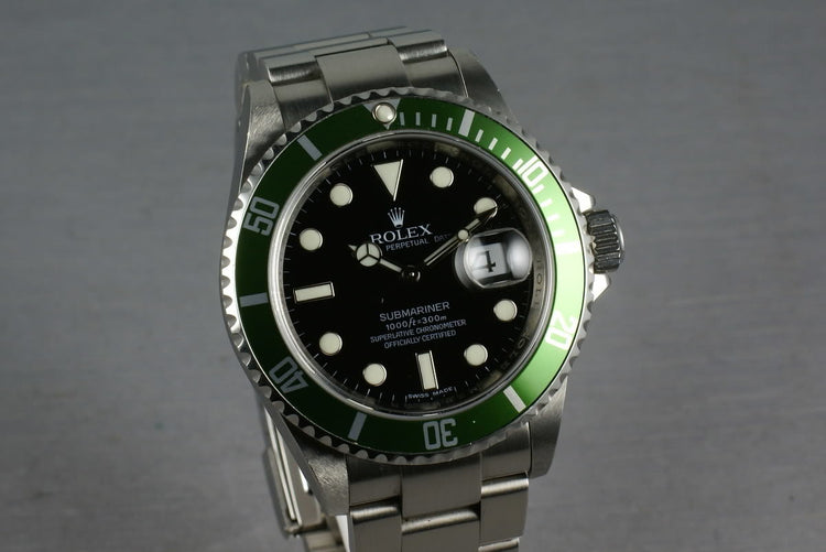 Rolex Green Submariner 16610 LV with Box and Papers