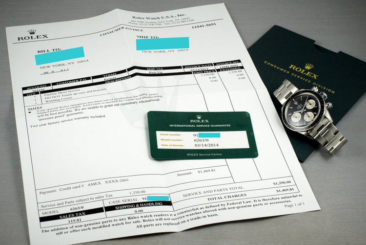 1985 Rolex Daytona 6263 Small Red Daytona Dial with RSC Papers