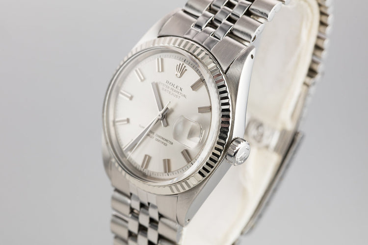 1972 Rolex DateJust 1601 with No Lume Silver Wideboy Dial