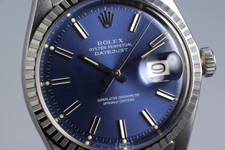 1972 Rolex DateJust 1603 Blue Dial with Box and Papers