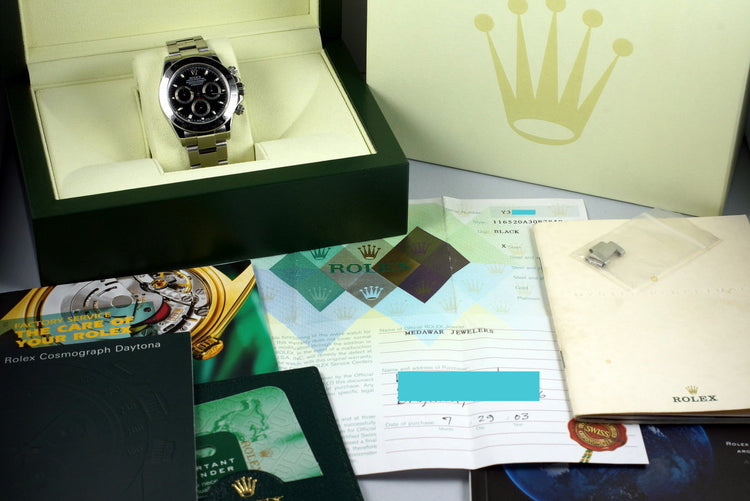 2002 Rolex Daytona 116520 Black Dial with Box and Papers