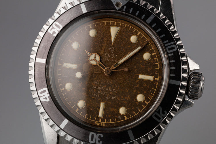 1960 Tudor Submariner 7928 Pointed Crown Guard Case with Tropical Gilt Dial