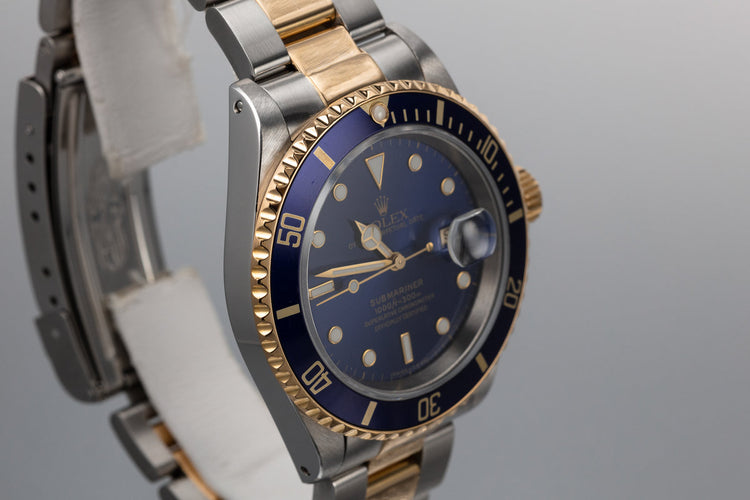 1998 Rolex Two Tone Submariner 16613 Blue Dial with Box and Papers