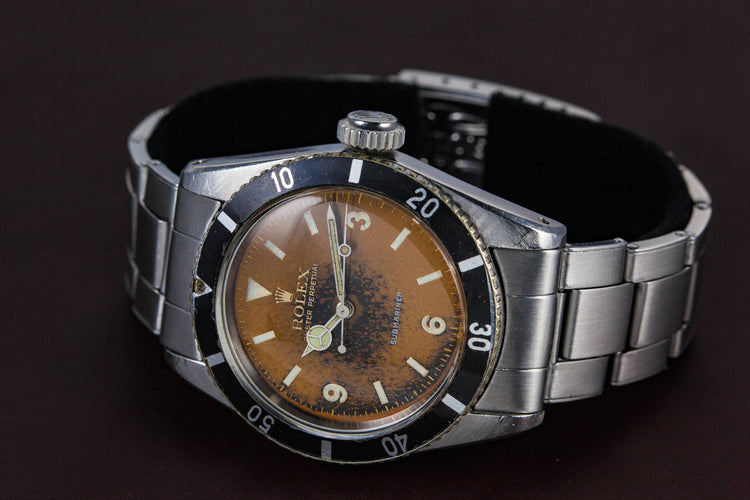 1954 Rolex Submariner Big Crown 6200 with Tropical Explorer 3, 6, 9 Dial and Big Logo Bracelet