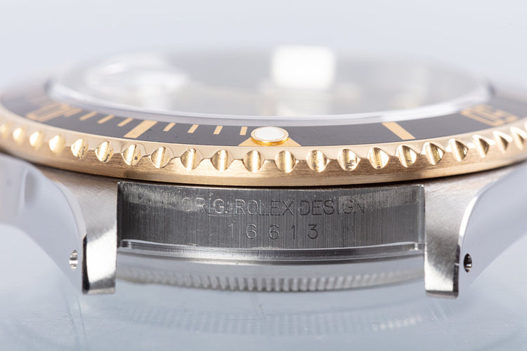 2002 Rolex 18k & Stainless Submariner 16613 Black Dial with Box & Papers