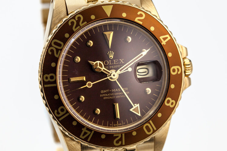 1979 Rolex 18K YG GMT 1675 Brown Dial