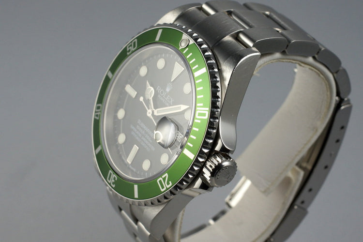 2004 Rolex Green Submariner 16610LV Mark I Dial and Insert with Box and Papers