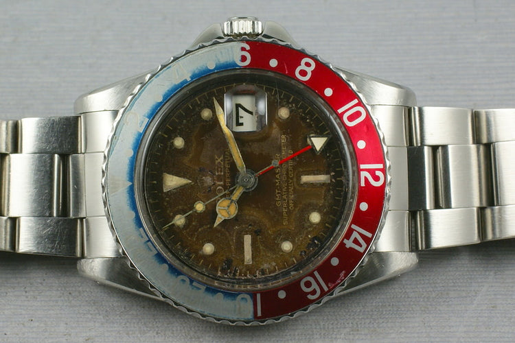 Rolex GMT 1675 Pointy Crown Guard Tropical chapter ring dial