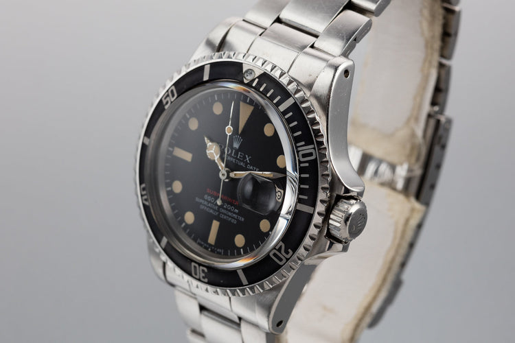 1970 Rolex Red Submariner 1680 MK IV Dial with Faded Fat Font Bezel Insert