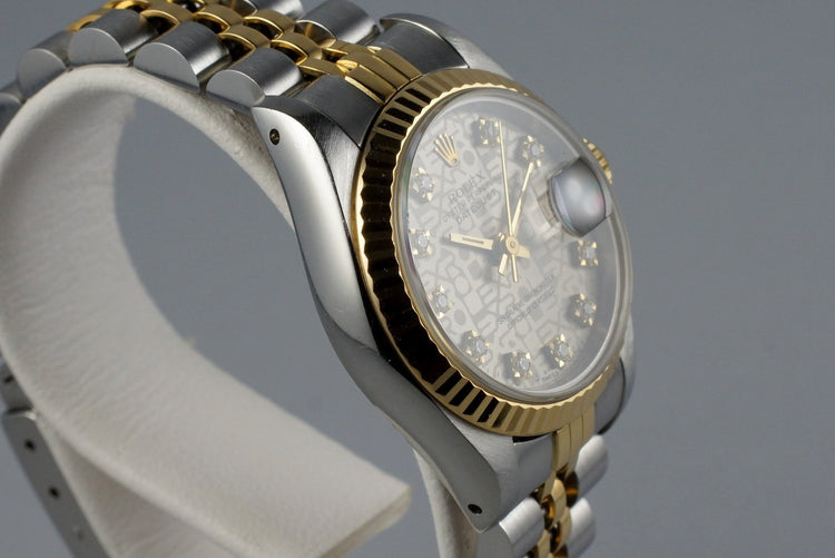 1987 Rolex Ladies Two Tone DateJust 69173 Factory Diamond Dial with Box and Papers