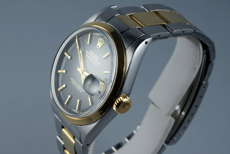 1971 Rolex Two Tone DateJust 1600 Glossy Gilt Black Dial