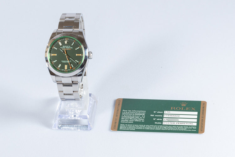 2011 Rolex Milgauss Green 116400GV with Card